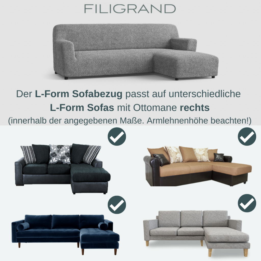L-Form Sofabezug rechts untersch. Modelle Filigrand