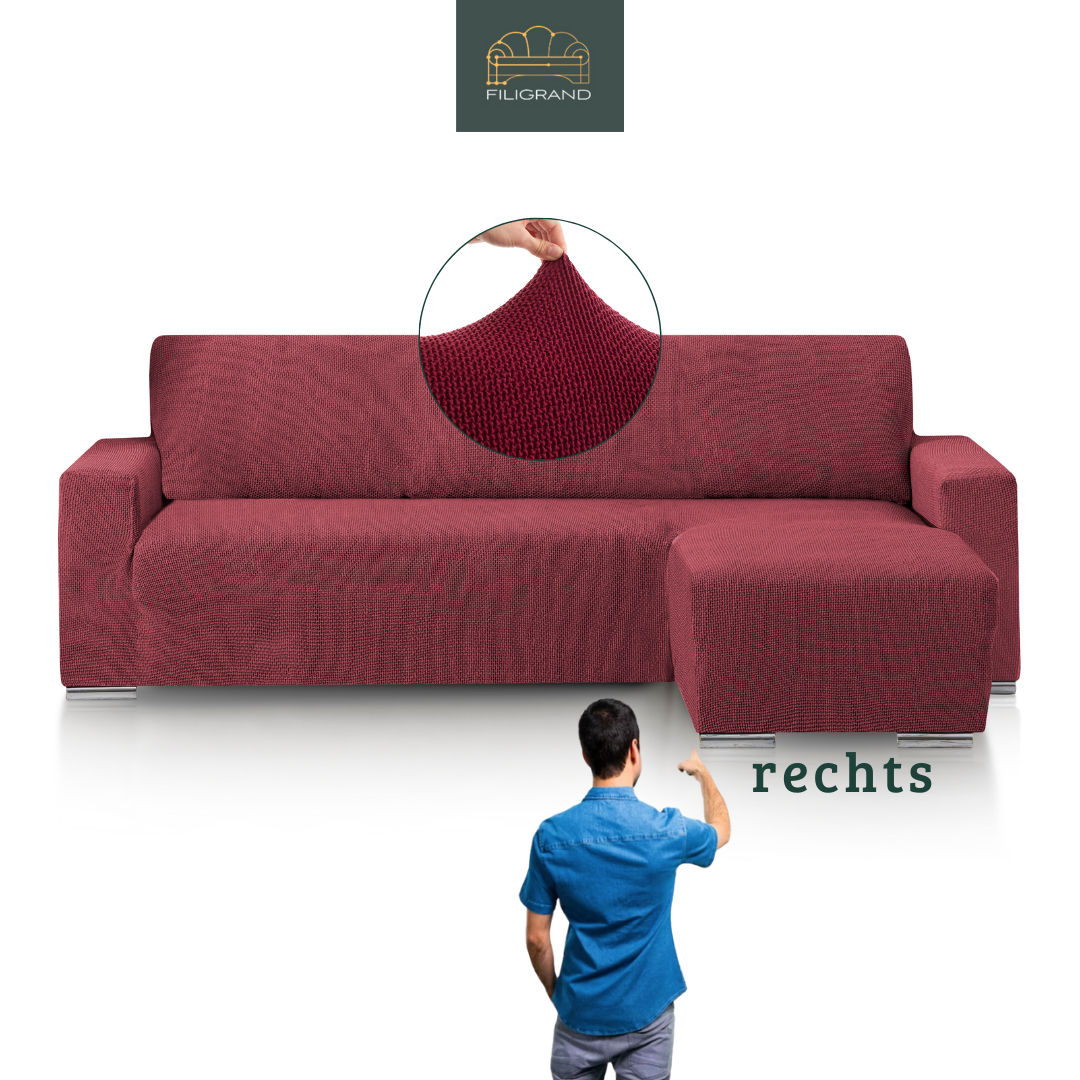 Sofabezug L-Form rechts dunkelrot FIligrand