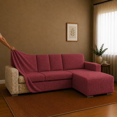 Bezug für Ecksofa (L-Form) mit Ottomane rechts