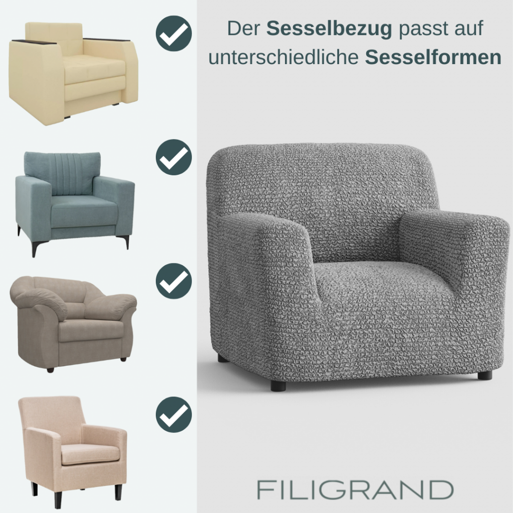 Sesselbezug unterschiedliche Sesselformen Filigrand