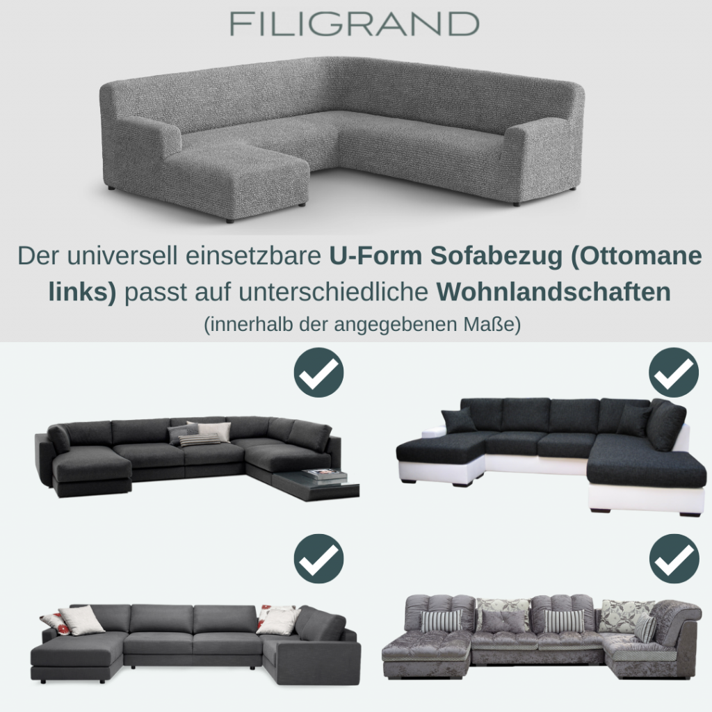 U-Form Sofabezug links Modelle Filigrand