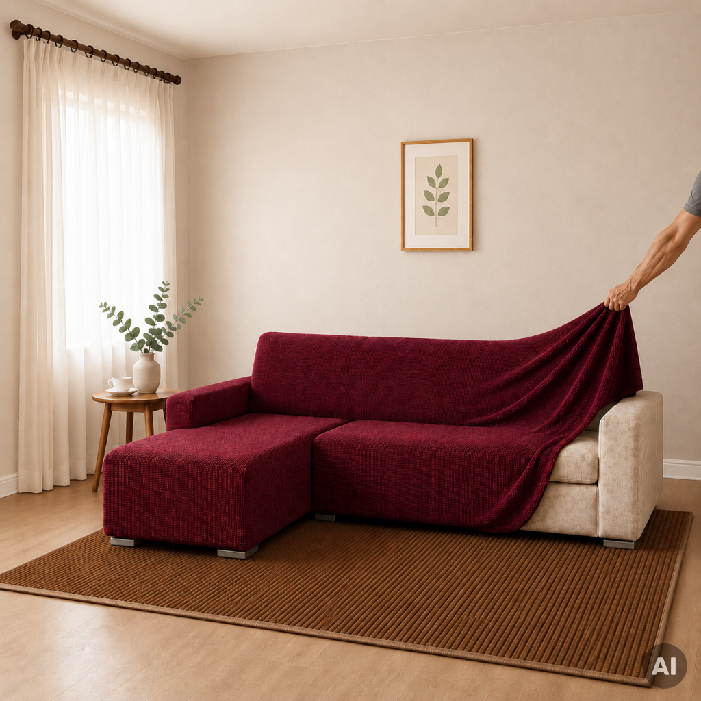Bezug für L-Form Sofa mit Ottomane links - Filigrand