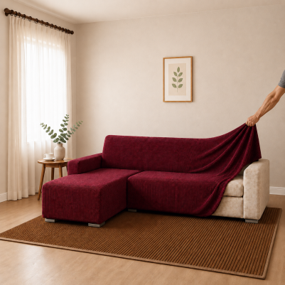 Bezug für L-Form Sofa mit Ottomane links