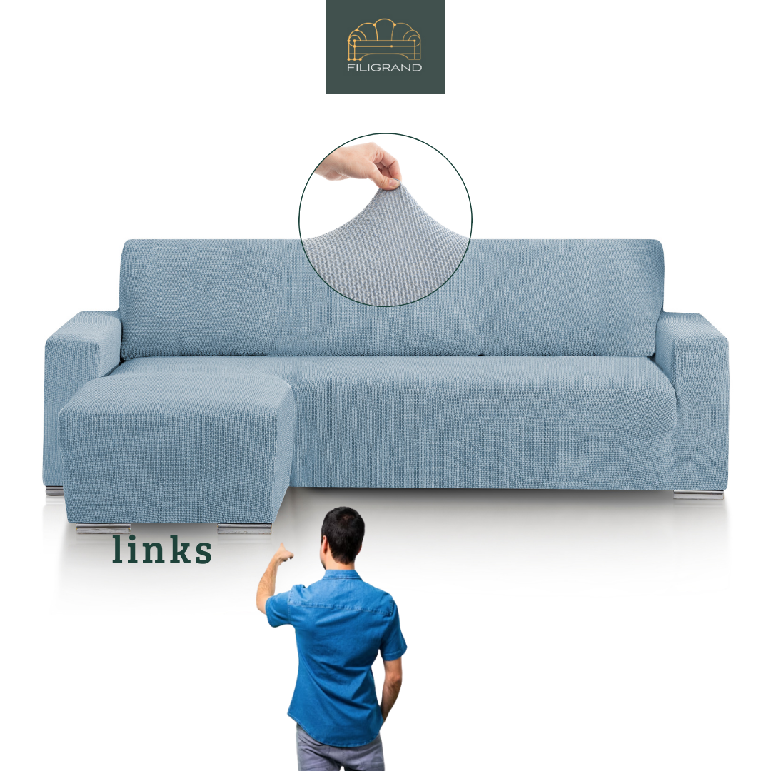 Sofabezug L-Form links hellblau FIligrand