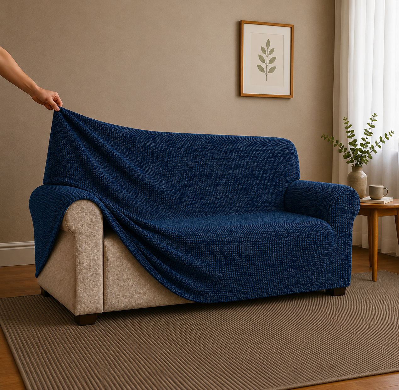 Sofabezug chenille_blau_Filigrand