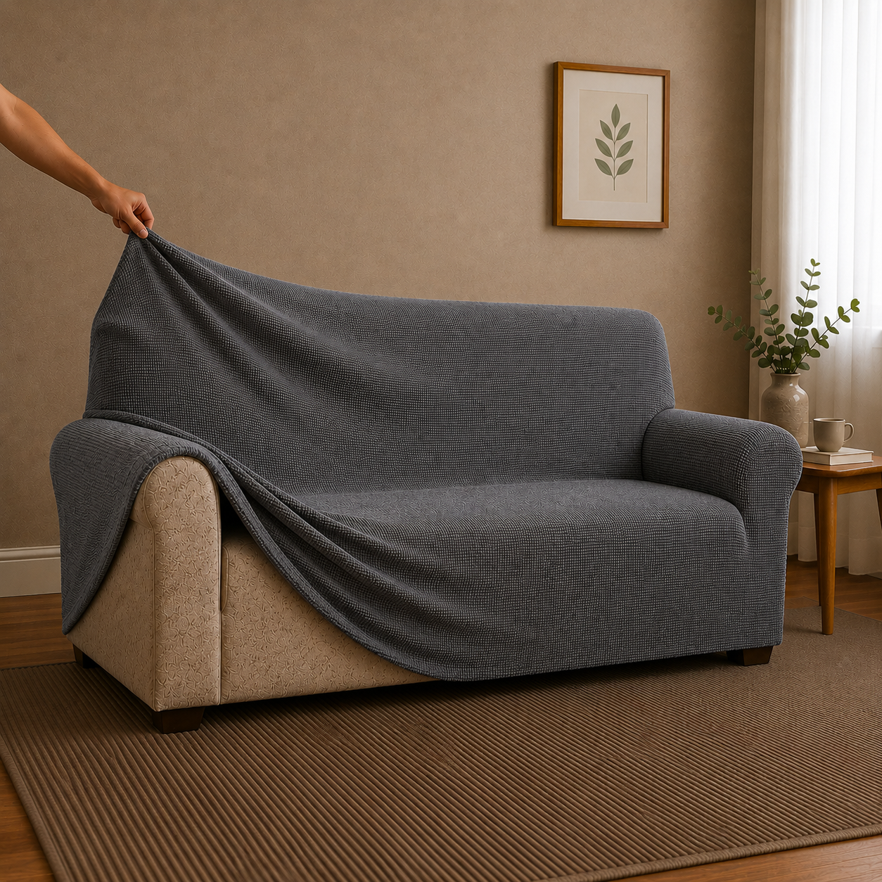 Sofabezug chenille_grau_Filigrand
