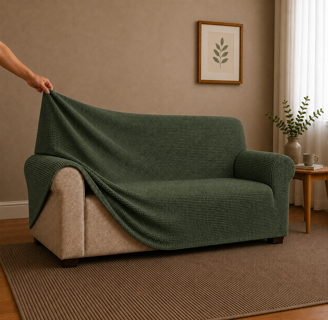 Sofabezug chenille_grün_Filigrand