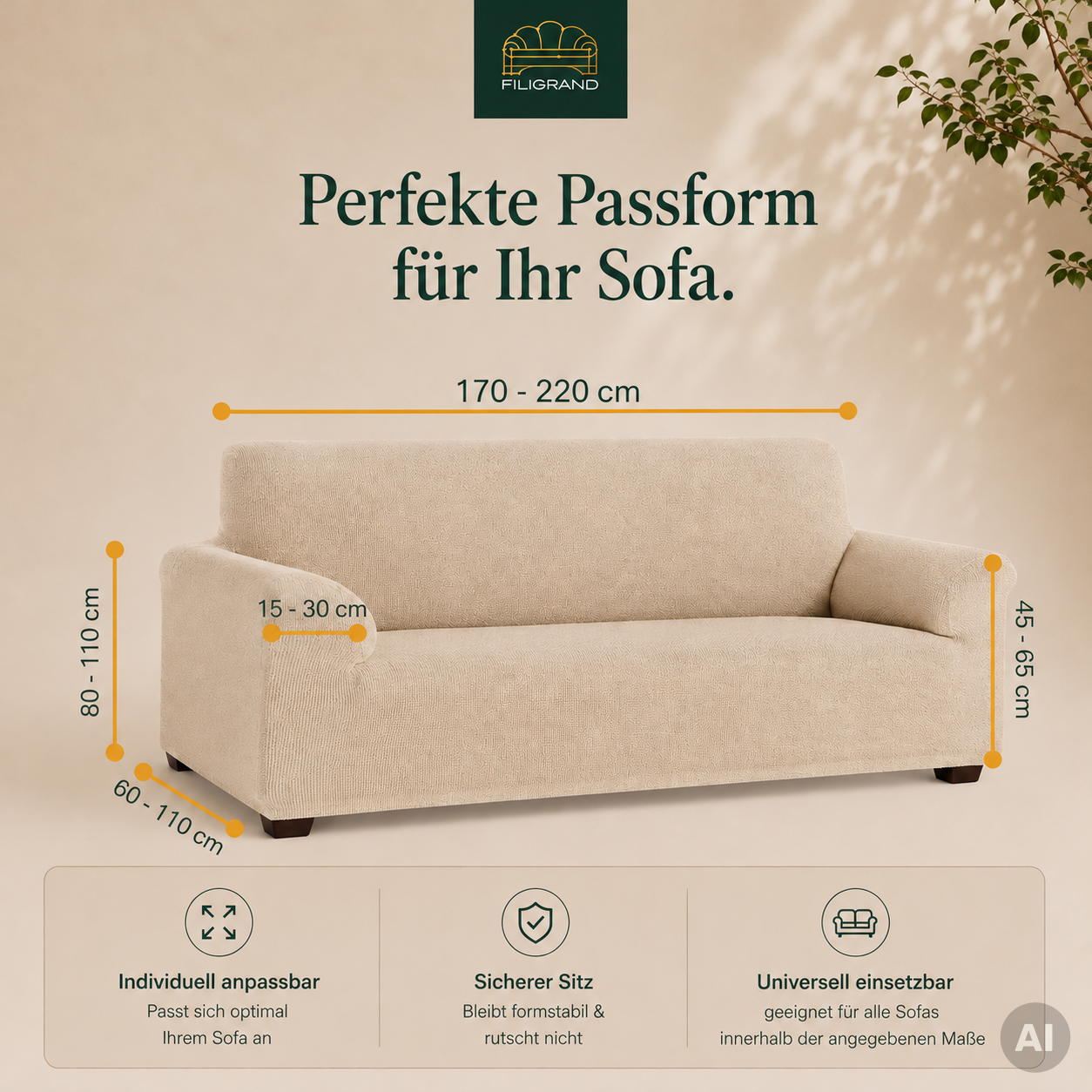 Bezug für Sofa 3-Sitzer Velvet (wasserabweisend) – Bild 2