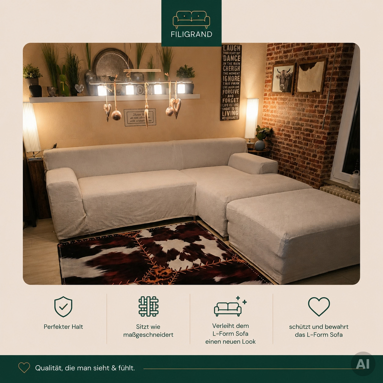 Bezug für L-Form Sofa mit Ottomane rechts – Bild 7
